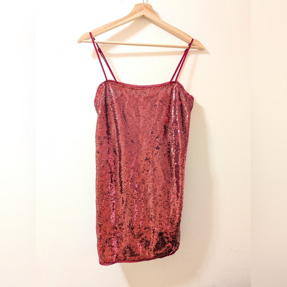 Red Sequin Mini Dress - Free People XS